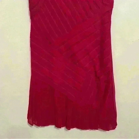 Adrianna Papell Dress Womens Red Shutter Pleated Layered Size 6 Party Cocktail - Picture 4 of 12